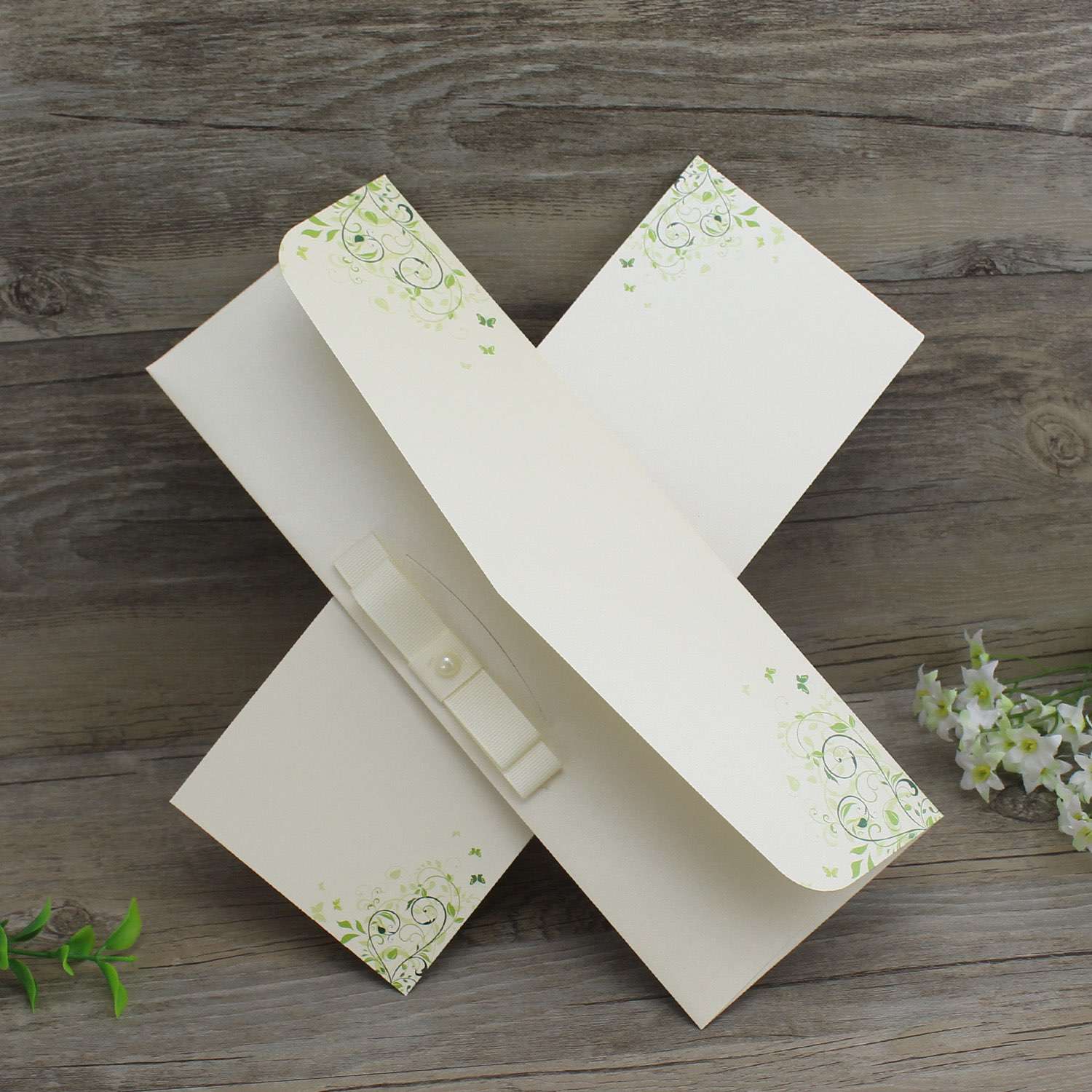 Rectangle Invitation Card with Envelope Floral Greeting Card Customized 